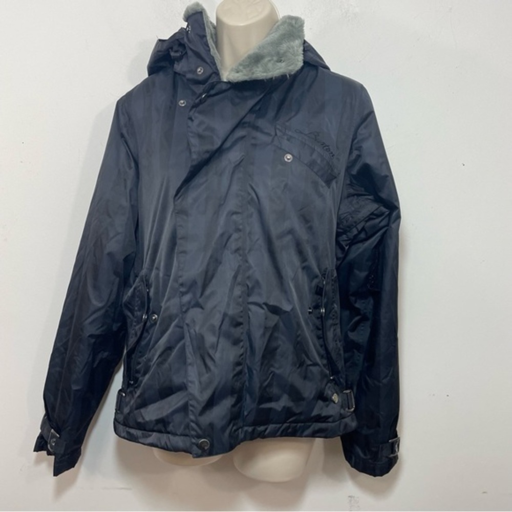 Burton hooded plaid fleece lined ski snowboarding jacket coat size medium